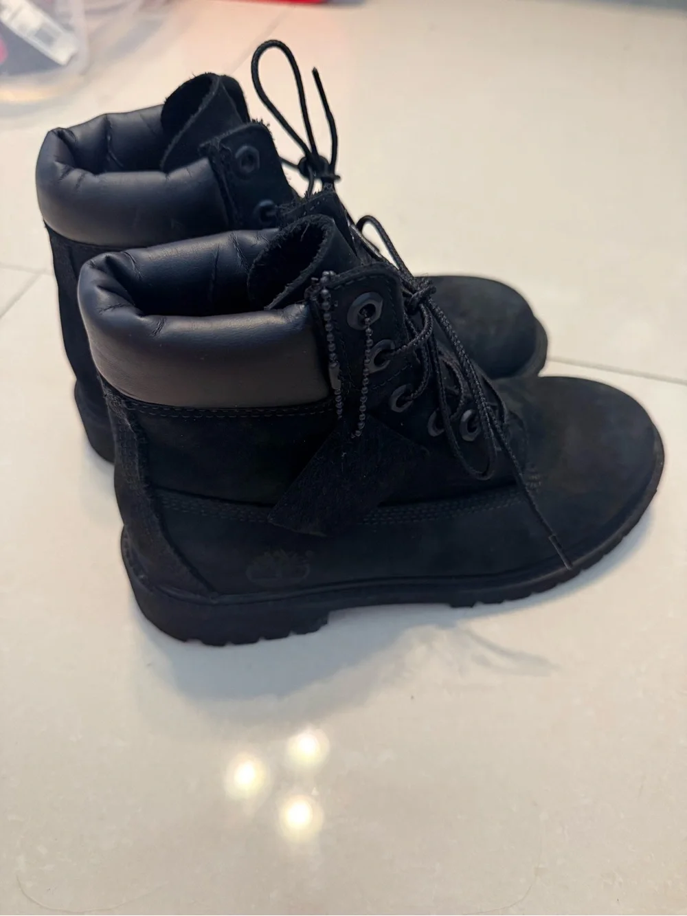 GRADE SCHOOL big kids black TIMBERLAND PREMIUM 6-INCH WATERPROOF BOOT Size 3.5Y